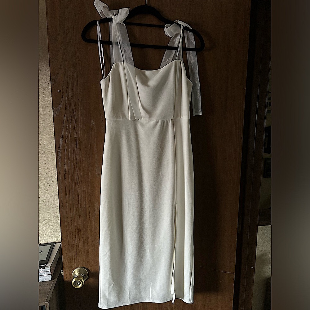 Lulus Midi Dress with Tie Gauze Sleeves